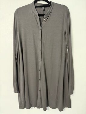 Eileen Fisher Gray Button down tunic blouse XS